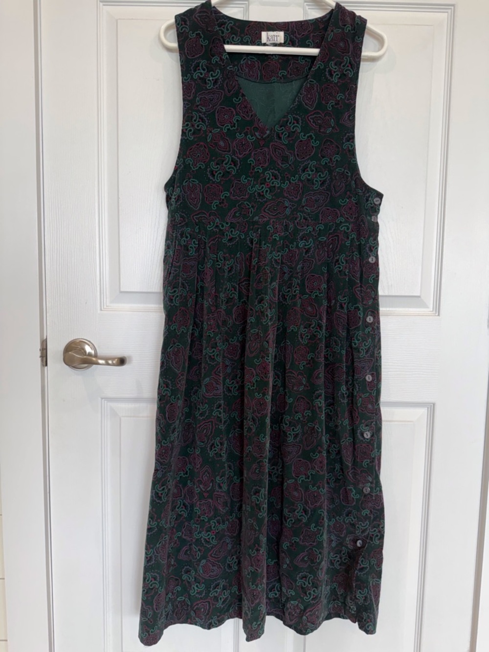 Vintage corduroy pinafore jumper style midi dress Cottagecore modest